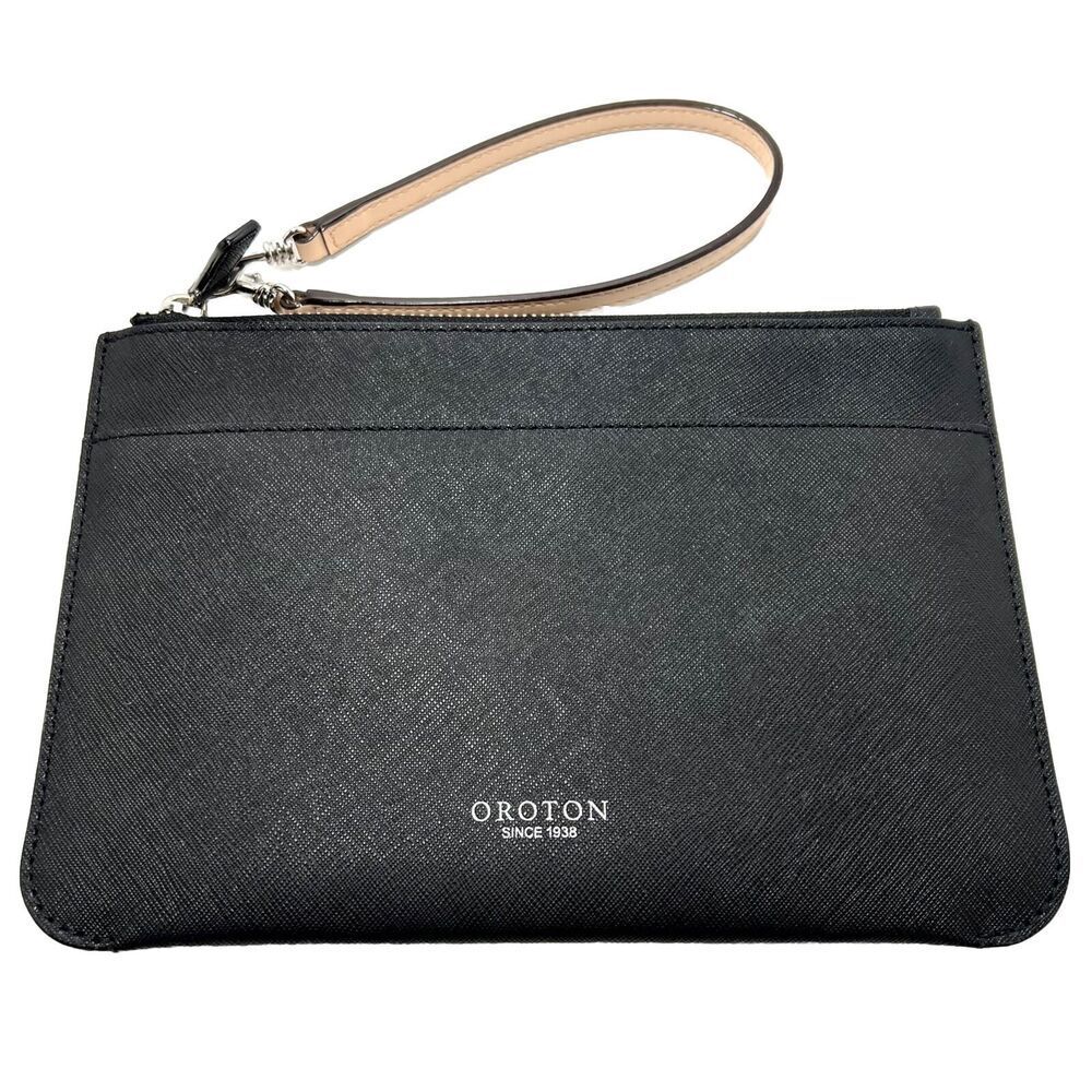 Oroton Womens Leather Wristlet Wallet Black